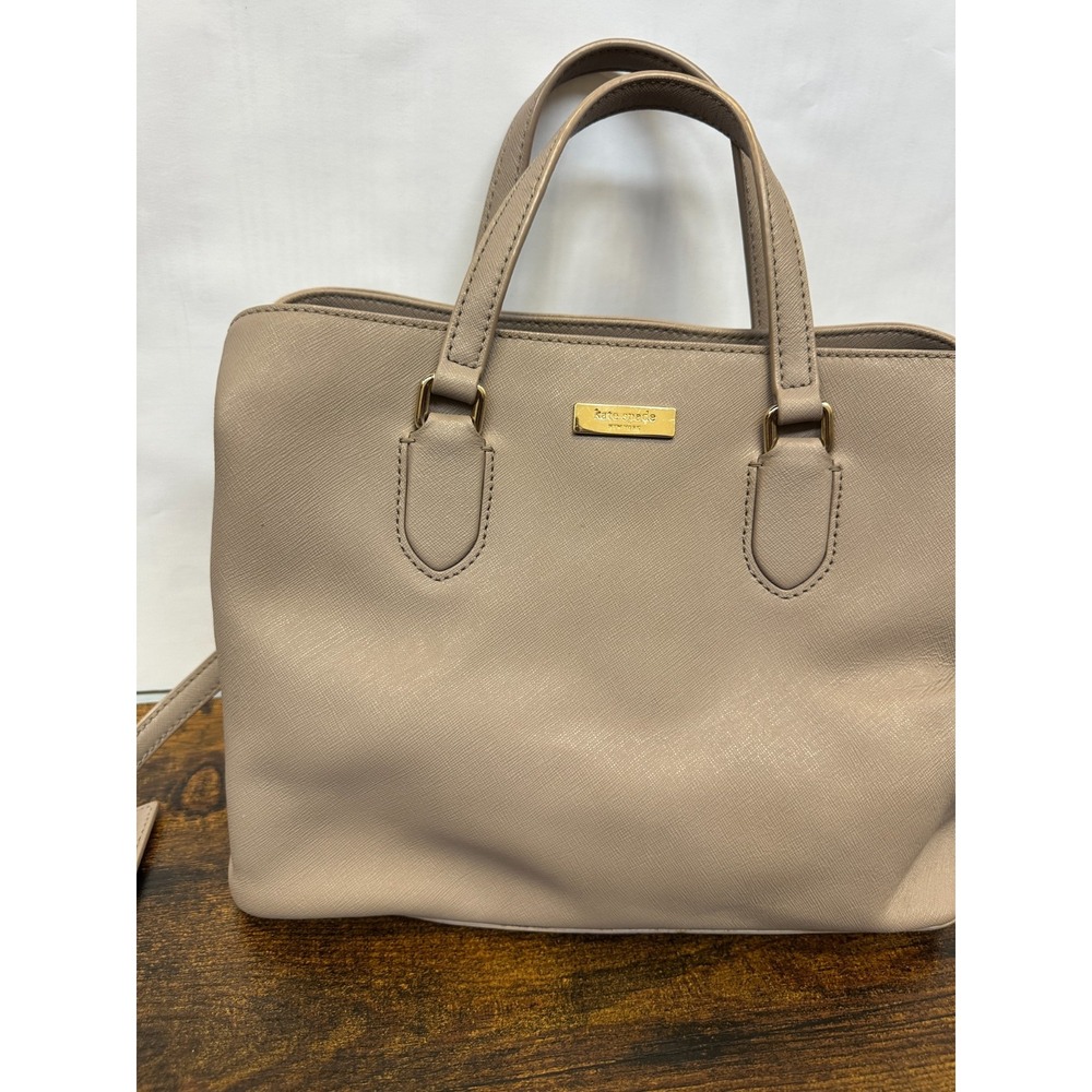 Kate Spade NY Laurel Way Evangelie Taupe Saffiano Leather Satchel Crossbody Bag - Picture 3 of 16